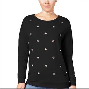 Black Grommet Hole Sweatshirt